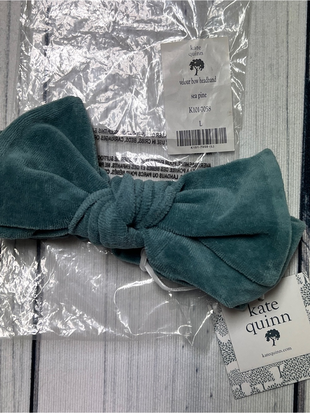 kate quinn Sea Pine Velour Bow Headband